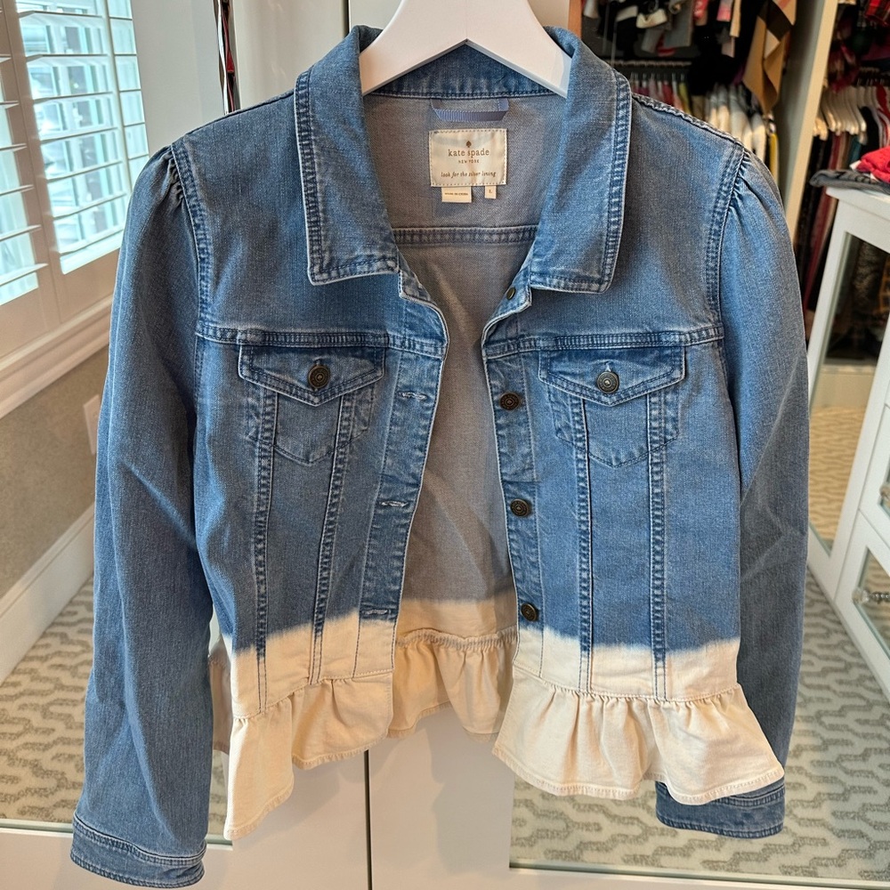 NWOT Kate Spade New York ombré denim ruffle jacket.